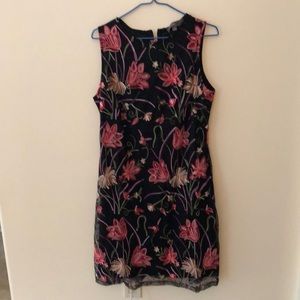 Sleeveless floral dress.